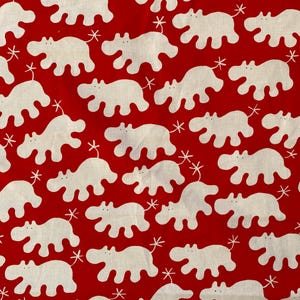 Scandinavian Vintage IKEA Cotton Fabric Eva Lundgreen Ikea of Sweden Red White Hippo Fabric Children Fabric 50.8&quot;x 122&quot;