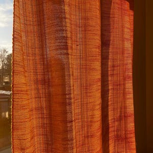 ONE Vintage Lace Curtain Scandinavian Orange Curtain Panel Acrylic Wool Woven Net Curtain Beaded  Sheer Retro Swedish Tablecloth