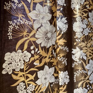 Scandinavian Vintage Curtains 2 Cotton Curtain Panel Swedish White Brown Floral Flowers Decoration, Scandi Home Decor Retro Cotton Curtains image 4
