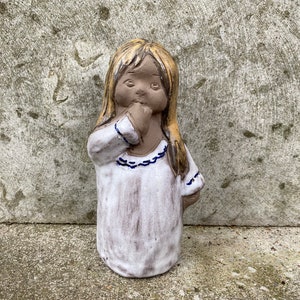 Swedish Vintage Elbogen Keramik Malmö Girl Figurine Scandinavian Handmade in Sweden