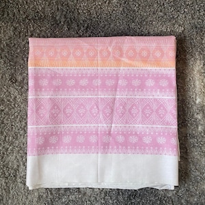 Scandinavian Linen Tablecloth Square Pink Coral Vintage Table Linens, Swedish Retro Home Decor Nordic Design Tablecloth Handmade Decorations