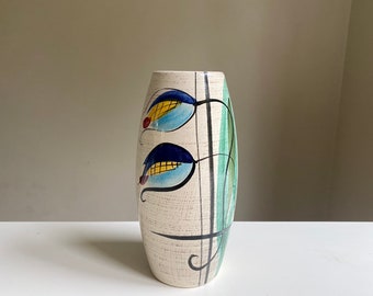 Vintage keramische vaas, handgemaakte handgeschilderde aardewerkvaas, collectible Duitsland Home Decor