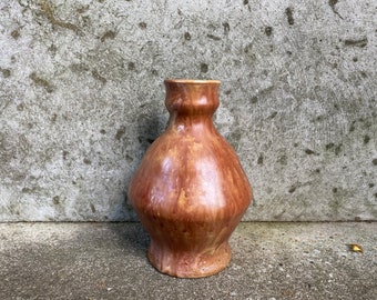 Scandinavian Vintage Ceramic Vase, Brown Glazed Pottery Vase, Collectible Scandinavian Home Decor