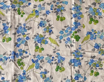 Tessuto di cotone Designers Guild CHINOISERIE AQUA Blu Verde Bianco Floreale Uccelli Decorazione per la casa Tessuto Tovaglia Tenda