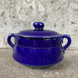 Scandinavian Höganäs Keramik Pot with Lid Swedish Vintage Dark Blue  Hoganas Stoneware, Scandinavian Design