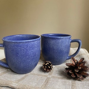 Set of 2 Scandinavian Höganäs Ceramic Mug Swedish Vintage Cobalt Blue Stoneware Cup, Scandinavian Design Dark Blue Mug Set