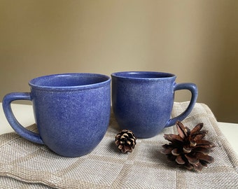 Set of 2 Scandinavian Höganäs Ceramic Mug Swedish Vintage Cobalt Blue Stoneware Cup, Scandinavian Design Dark Blue Mug Set
