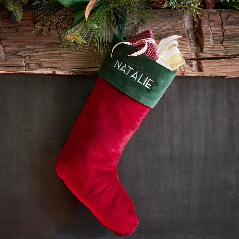 Christmas Traditional Red Personalized Velvet Stockings, Customized