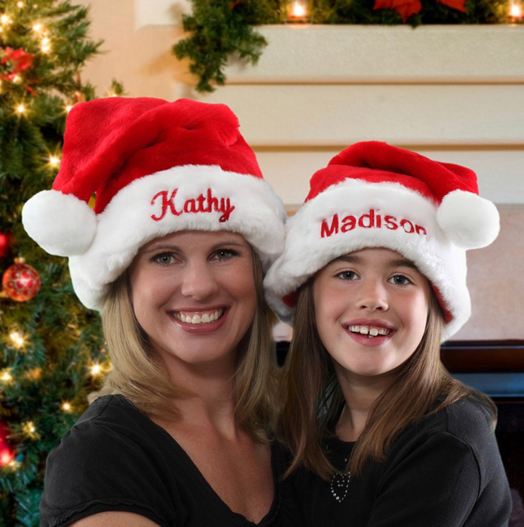 Personalized Embroidered Christmas Velvet Santa Hat, Monogrammed Velvet