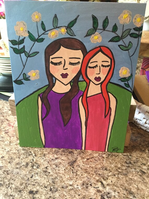 Items similar to Unframed 8x10 acrylic painting of best friends on Etsy