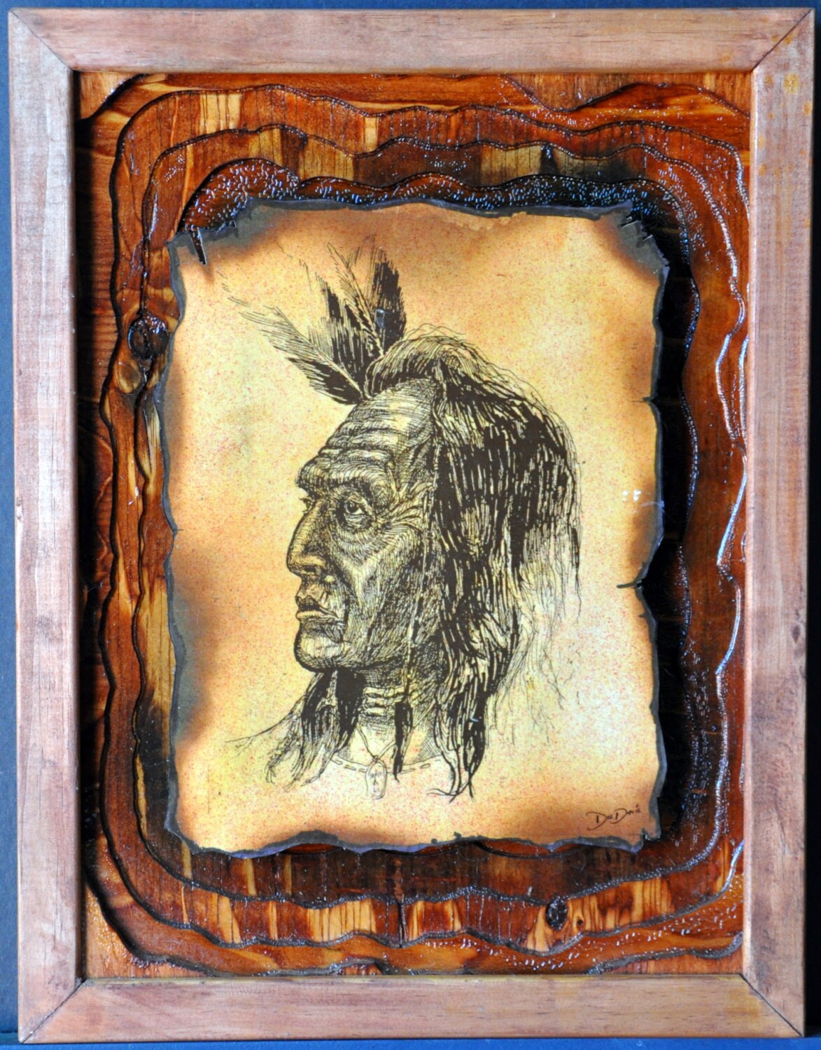 Rustic Native American Art Handmade Wooden Art Original ...