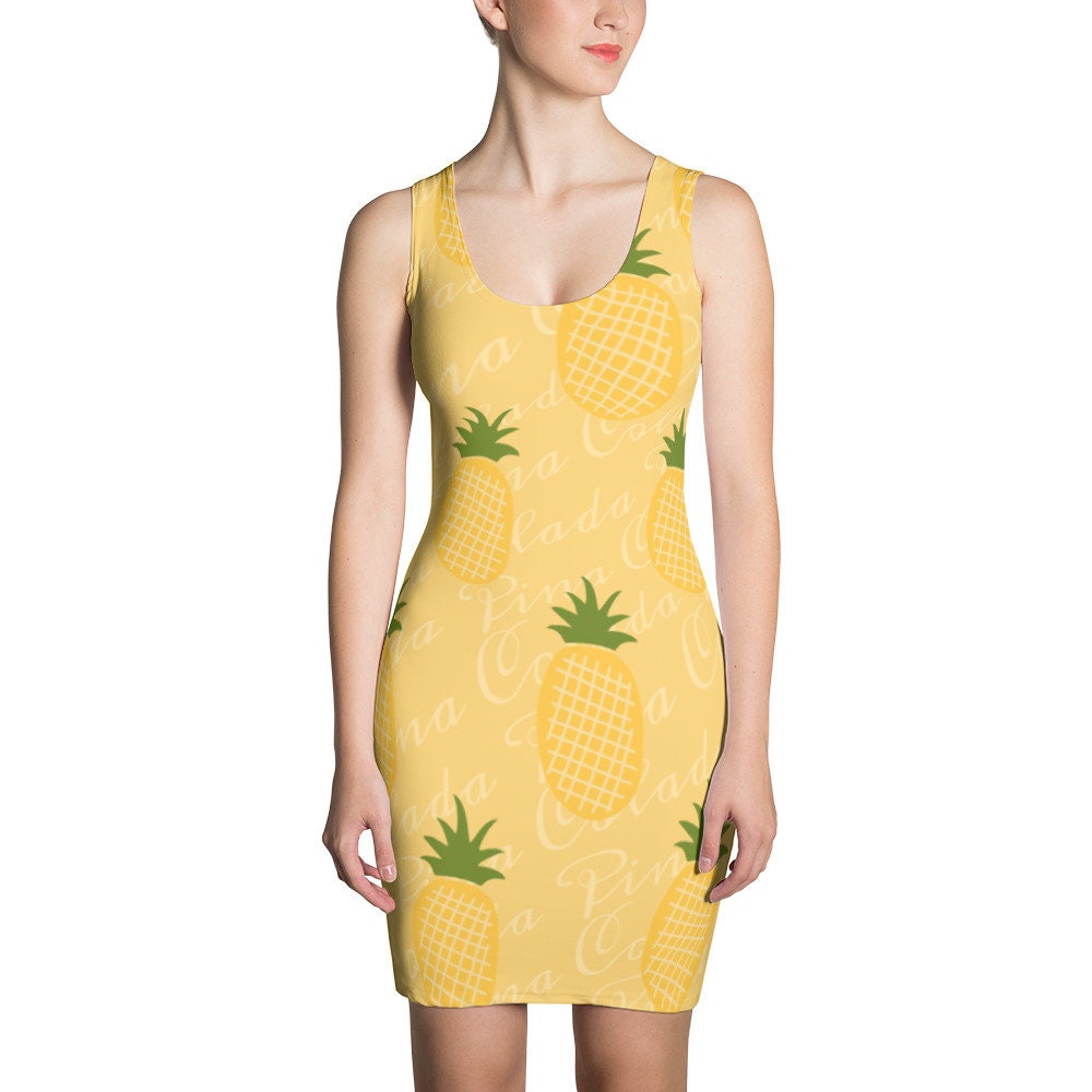 Pina Colada Pineapple Sublimation Cut Sew Dress Etsy