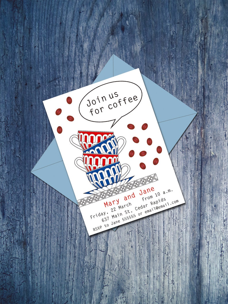 Coffee Invitation Printable Coffee Party Invitations Etsy