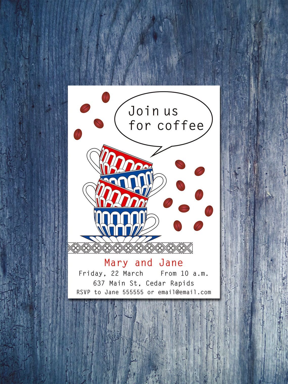 Coffee Invitation Printable Coffee Party Invitations Etsy