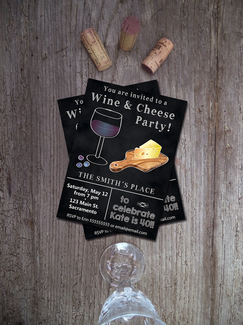 Wine and cheese party invitation Wine birthday party invites Etsy