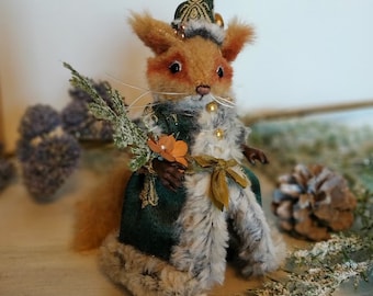 Santa Claus squirrel, handmade unique model.