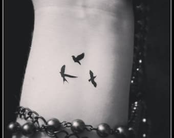 Oiseaux Sur Une Branche De Tatouage Oiseaux Tatouage Etsy