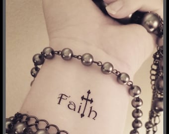 Faith cross temporary tattoo religious tattoo fake tattoo word tattoo