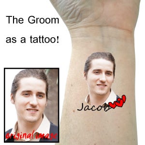 Bachelorette tattoos Custom tattoo Groom tattoo custom picture tattoo Bachelorette party tattoos party favors temporary tattoo photo tattoos
