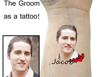 Bachelorette tattoos Custom tattoo Groom tattoo custom picture tattoo Bachelorette party tattoos party favors temporary tattoo photo tattoos