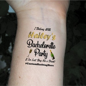 Bachelorette tattoos, Fiesta bachelorette, bachelorette party, gold tattoos, bride tattoo, temporary tattoos, custom tattoos