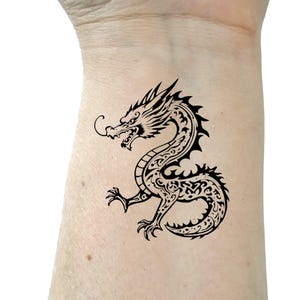 Tribal Dragon temporary tattoos set of two tattoos birthday gift  friend gift small tattoo fake temporary tattoo gift for her gift for him