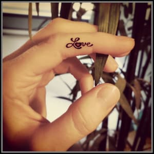 tiny tattoos set of 4 love tattoos fake tattoos temporary tattoos word tattoo