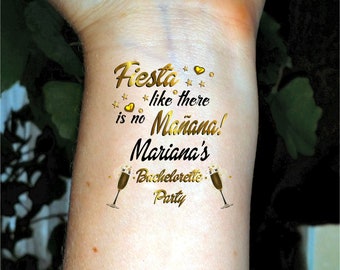 Bachelorette tattoos, Fiesta bachelorette, bachelorette party, gold tattoos, bride tattoo, temporary tattoos, custom tattoos