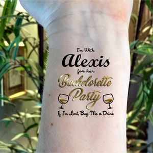 Bachelorette tattoos, Fiesta bachelorette, bachelorette party, gold tattoos, bride tattoo, temporary tattoos, custom tattoos, party favors