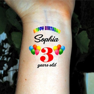 Birthday tattoos, balloon tattoos, rainbow tattoos,  custom tattoos, party tattoos, party favors, temporary tattoos, child tattoo