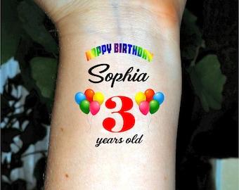 Birthday tattoos, balloon tattoos, rainbow tattoos,  custom tattoos, party tattoos, party favors, temporary tattoos, child tattoo