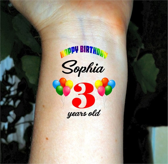 Birthday Tattoos Balloon Tattoos Rainbow Tattoos Custom - Etsy Ireland