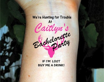 Bachelorette tattoos Bachelorette party tattoo Hunting for trouble bachelorette party tattoos custom bachelorette tattoos temporary tattoo