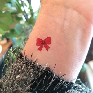 temporary tattoo red bow tattoo fake tattoos set of twelve small tattoos small bow tattoos