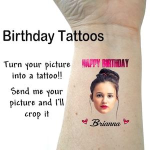 Birthday tattoos temporary tattoos fake tattoos 21st birthday happy birthday tattoos custom tattoo personalized tattoos face tattoo