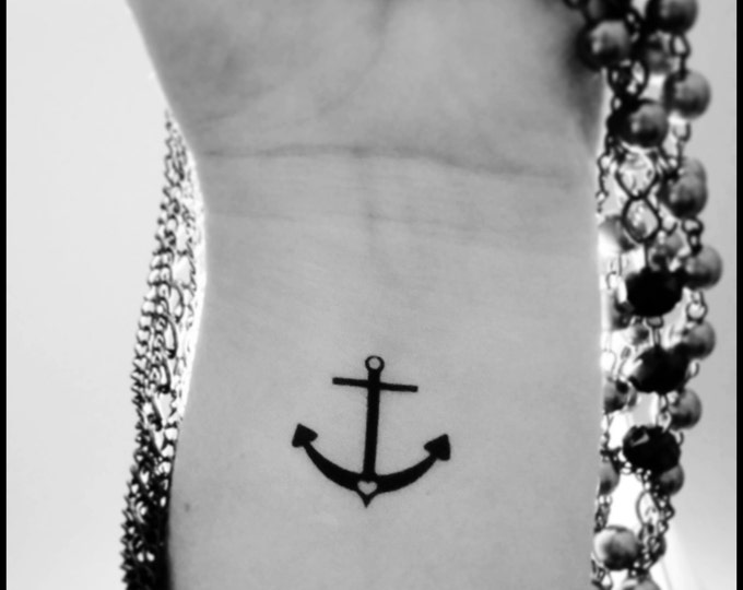 Set Of 7 Sailor Temporary Tattoos - Waterproof - Swallow, Anchor, Nautical Star, Heart