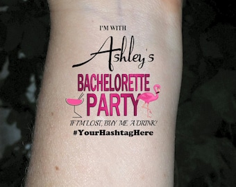 Bachelorette tattoos, Bachelorette party tattoos,  Bride tattoo, custom tattoos, personalized tattoos, flamingo bachelorette, temporary