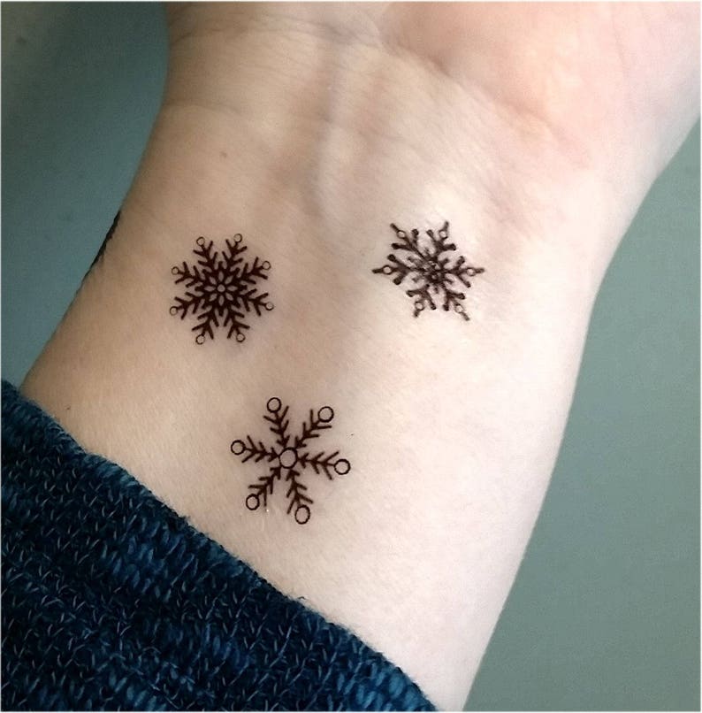 Tiny snowflake tattoos temporary tattoo fake tattoos snow Etsy