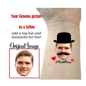 Bachelorette Tattoos, Junggesellinnenparty Tattoos, Bräutigam Gesicht, Wunschtattoo, Gesichtstattoo, Bildtattoo, Brauttattoo, Gastgeschenke