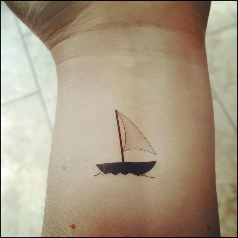 Sailboat temporary tattoos nautical tattoos fake tattoos | Etsy