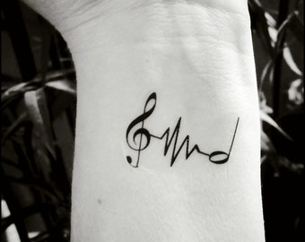 Tatuaje temporal de latidos del corazón con música, tatuaje falso, la música es mi vida