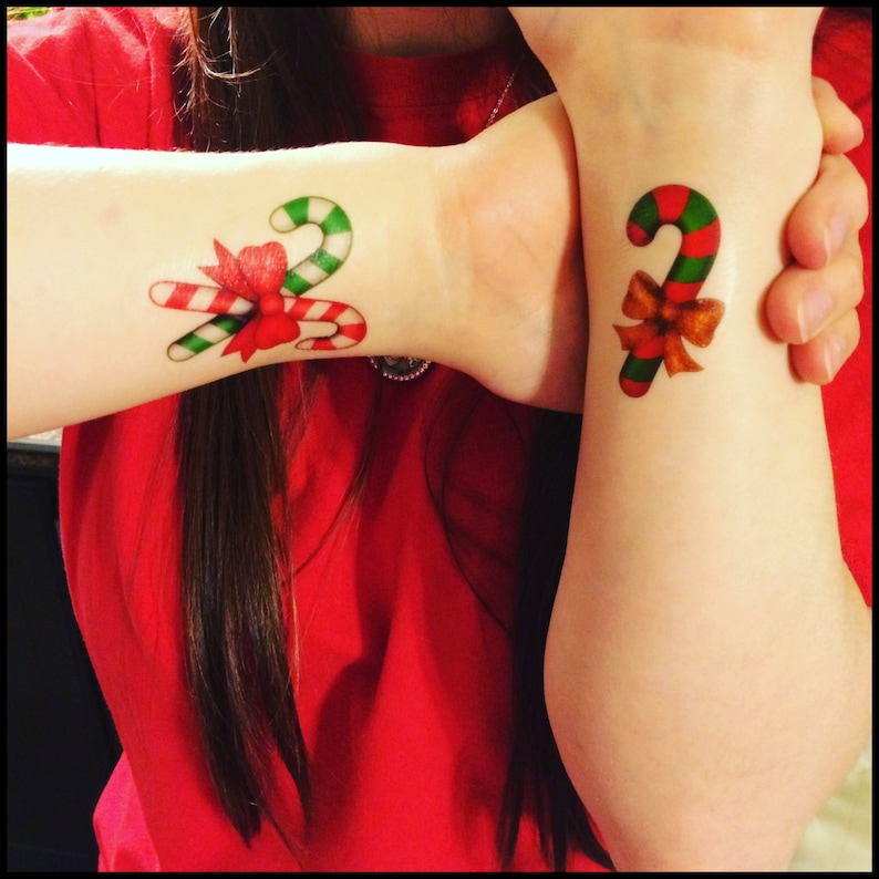 Christmas tattoos candy cane tattoos temporary tattoos fake Etsy