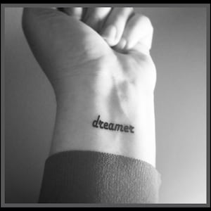 dreamer temporary tattoo fake tattoo word tattoo wrist tattoo set of 2