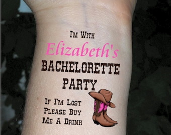 Bachelorette party tattoos cowgirl boots cowboy boots western bachelorette tattoo Bachelorette tattoo custom tattoos temporary tattoo