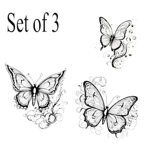 Butterfly temporary tattoos set of three butterflies birthday gift party favors friend gift small tattoos fake temporary tattoo gift for her
