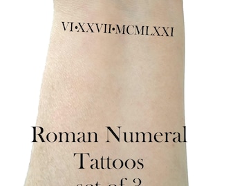 Roman numeral tattoos custom tattoos temporary tattoos fake tattoos personalized tattoo gift for friend, minimalist tattoos, birthday tattoo
