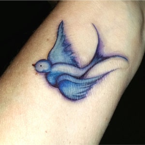 Bird tattoo swallow tattoo watercolor tattoo temporary tattoo fake tattoo great gift for a friend