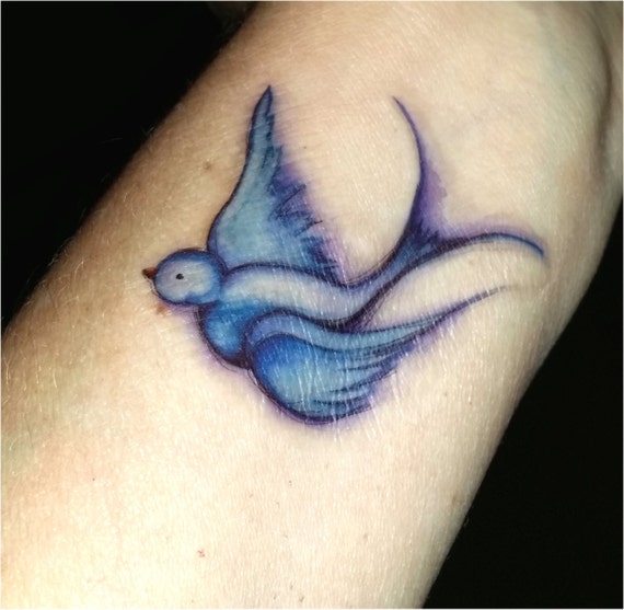 Tatouage Oiseau Hirondelle Tatouage Aquarelle Tatouage Tatouage Temporaire Faux Tattoo