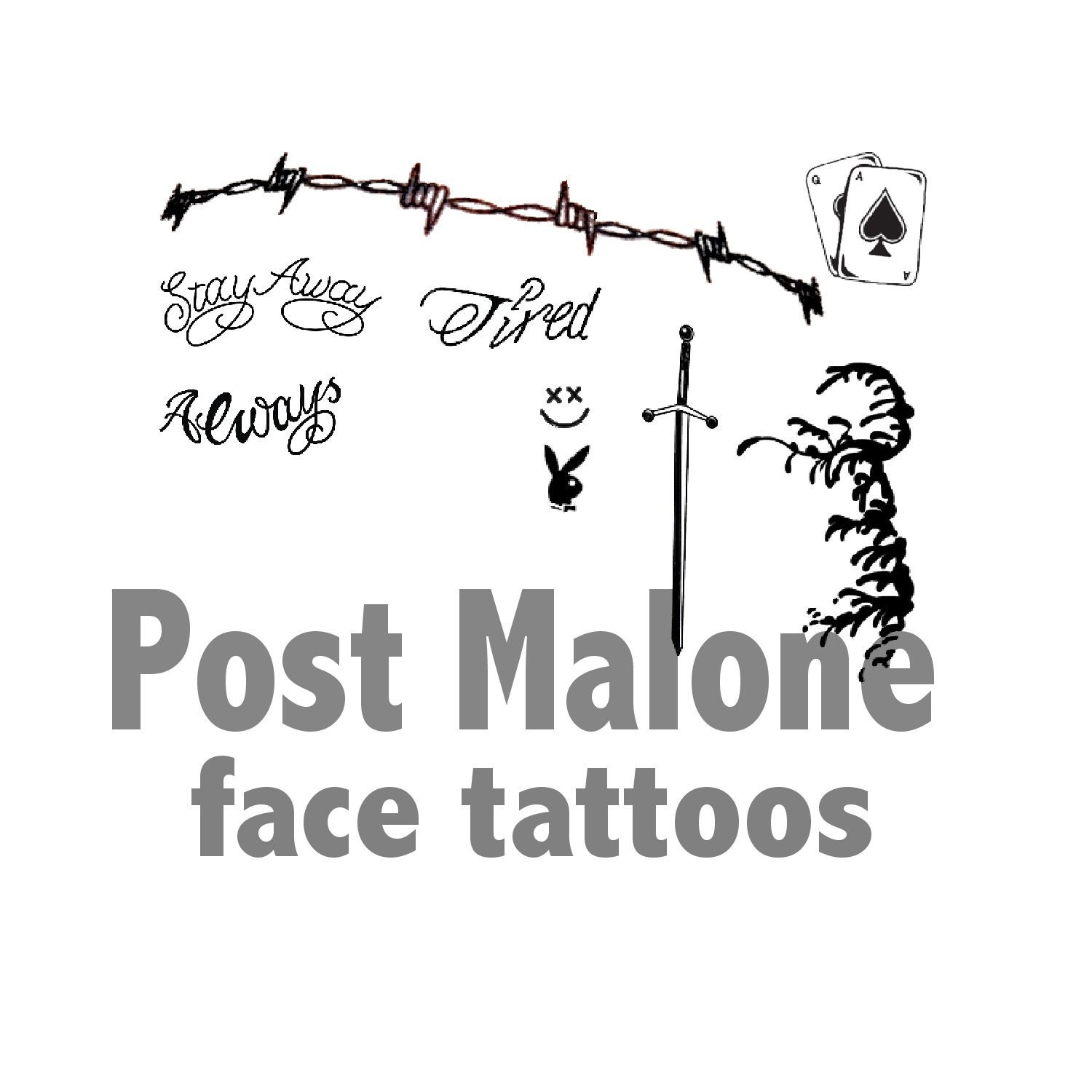 Post Malone Face Tattoos PNG Ideas