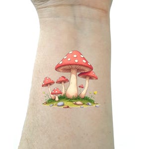 Mushroom temporary tattoos set of 2 mushrooms birthday gift party favors friend gift small tattoos fake temporary tattoo gift for her